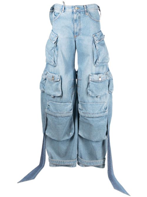 Wide-leg cargo jeans - Blue