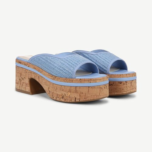 Sarto By Shoes Sarto Fernanda Platform Sandal Denim Blue Raffia