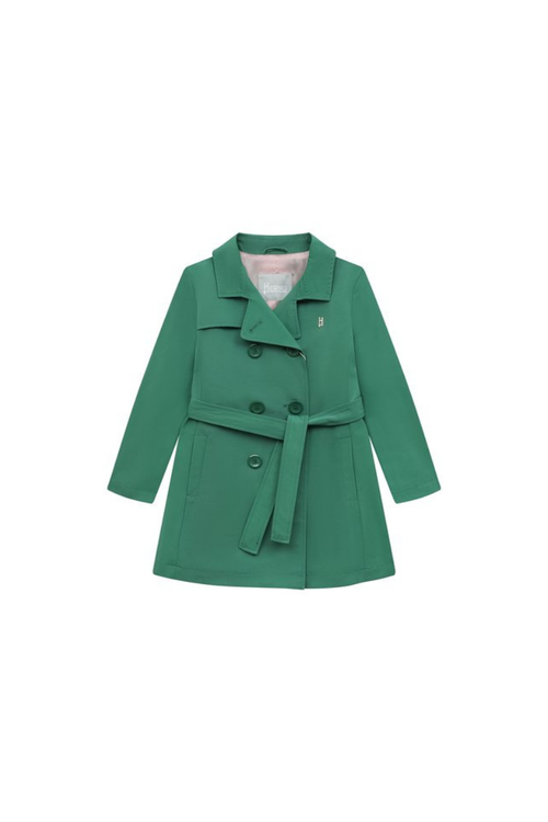 Double-Breasted Wool-Blend Coat — Green