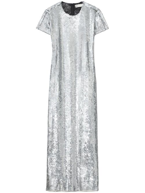 Sequin-embellished T-shirt dress - Silver
