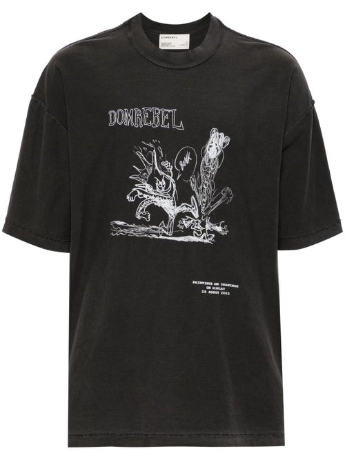 Comic Kick graphic-print cotton T-shirt - Grey