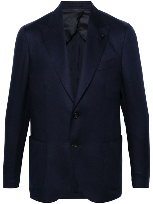 Single-breasted twill blazer - Blue