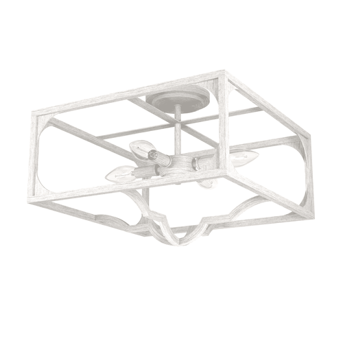 Hunter Highland Hill 4-Light Semi-Flush Mount in Distressed White
