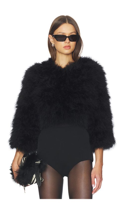 Jocelyn Fifi Feather Bolero in Black. XL. Also in L, M