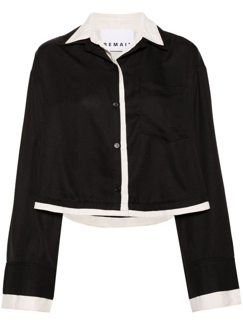 Camp-collar layered shirt - Black