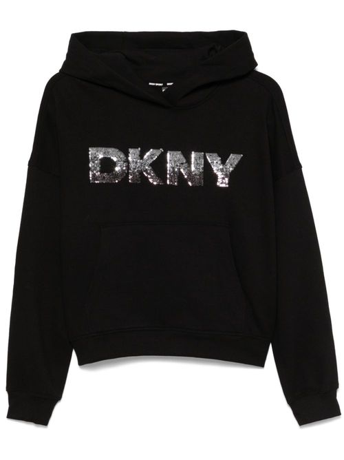 Sequin-logo hoodie - Black