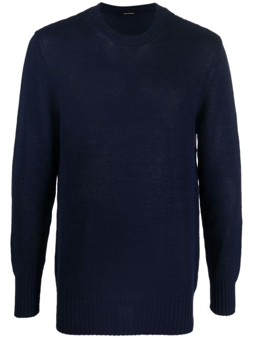 Fine-knit cotton jumper - Blue