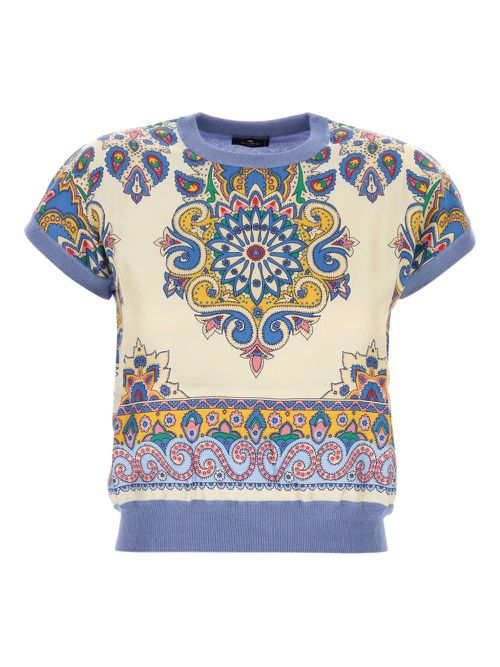 Paisley-print short-sleeve top - Blue