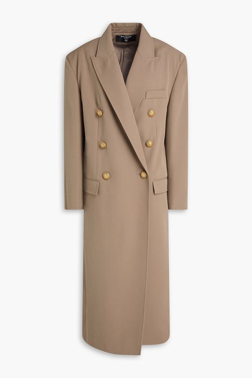 Double-breasted wool-crepe coat - Neutral - FR 42
