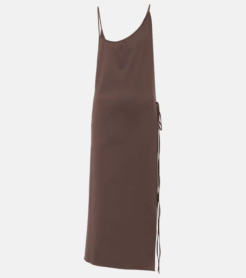 Side-slit gathered midi dress
