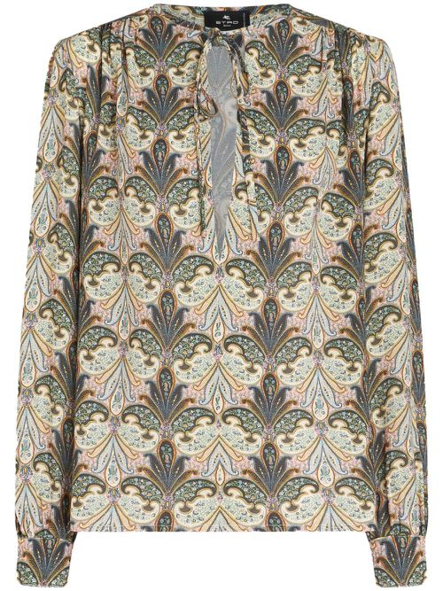 Paisley-print front-tie blouse - Neutrals