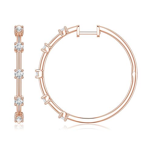 Angara 0.69 CTW Round Diamond Five-Stone Station Hoop Earrings in 18K Rose Gold