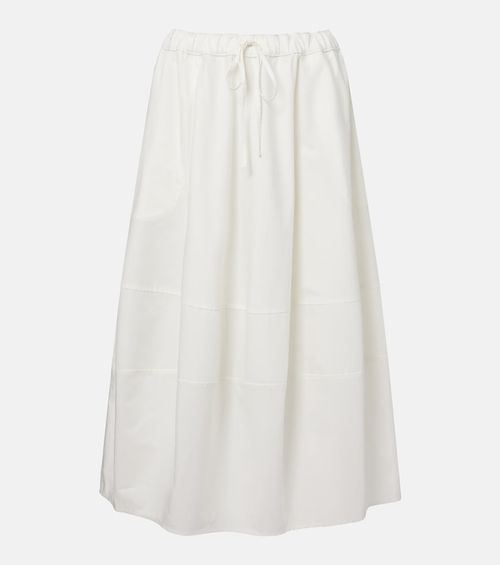 Cotton poplin midi skirt