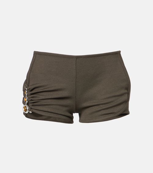 Droplet Crystal embellished ruched shorts
