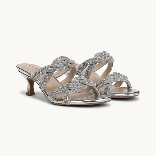 Stride Shoes Night-Out Dress Sandal Silver Metallic Faux Leather