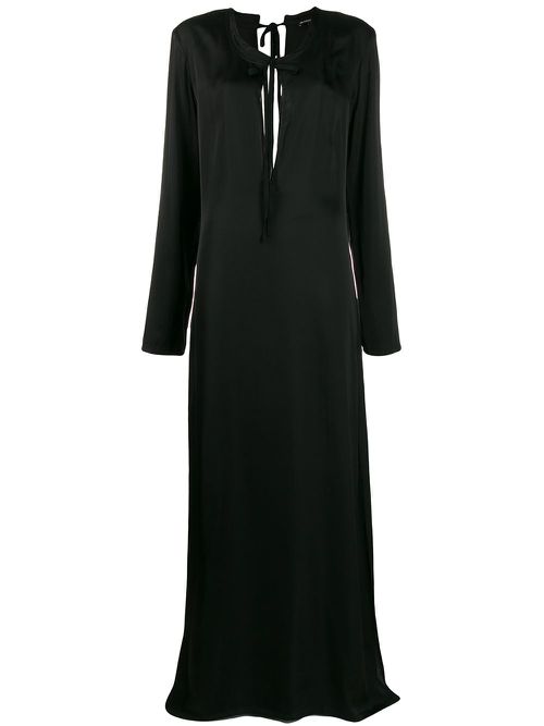 Long sleeve tie neck dress - Black