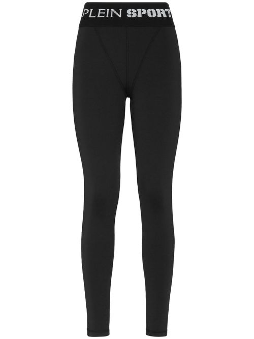 Logo-waistband leggings - Black
