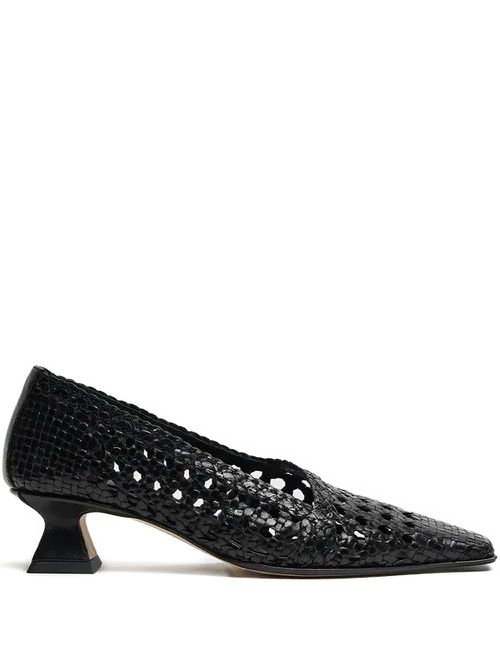 35mm Gisla woven square-toe pumps - Black