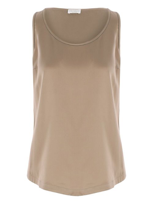 Brunello Cucinelli silk-satin tank top - Neutrals