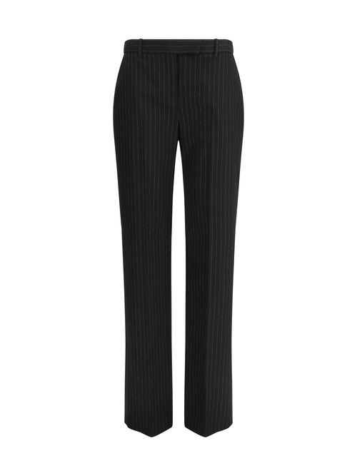 Pinstriped Tailored Trousers — Black