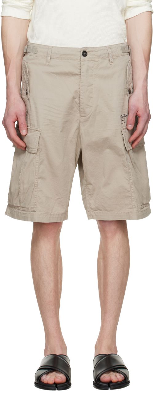 Beige Light Cotton Utility Kawaii Shorts