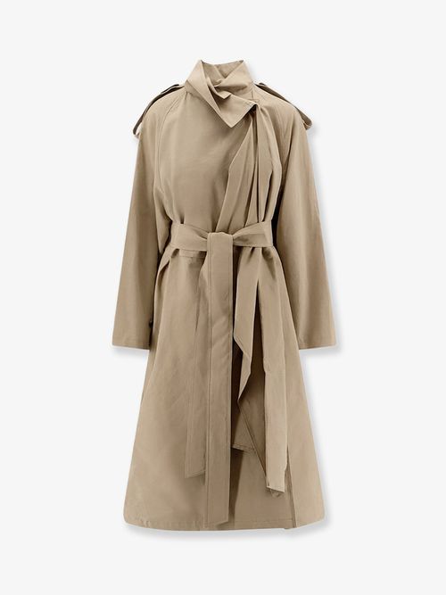 Linen and Cotton Trench Coat — Beige