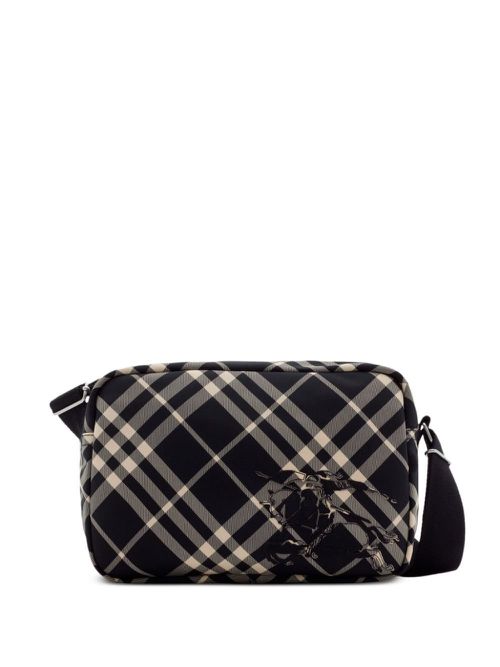 Black Checked Cross Body Bag - Men's - Polyurethane/Polyester