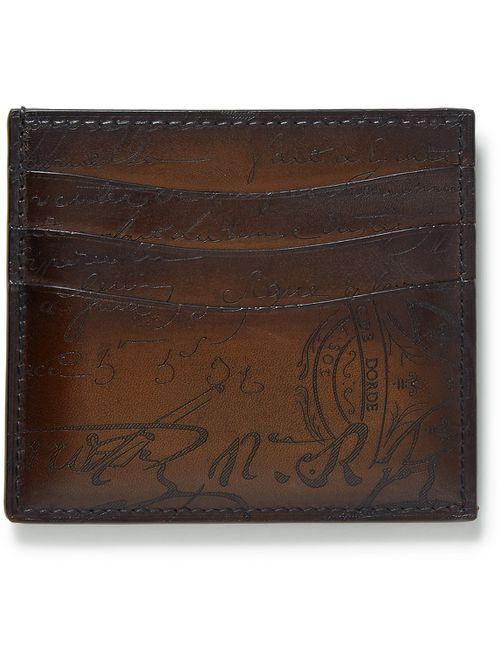 Bambou Scritto Leather Cardholder - Men - Brown