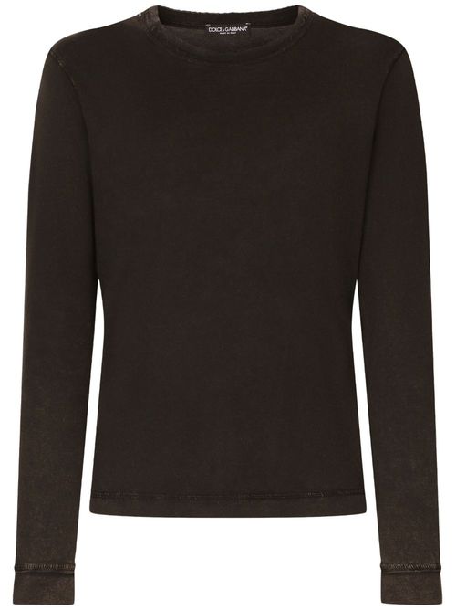 Crew-neck cotton sweatshirt - Black