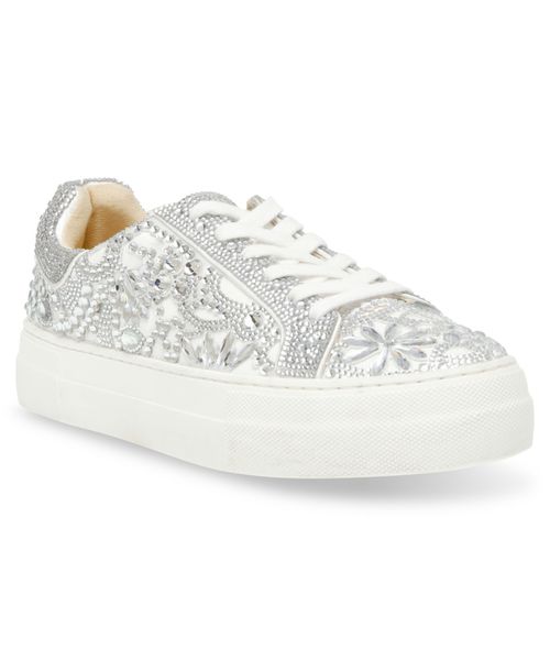 Women's Reily Rhinestone Platform Sneakers - White