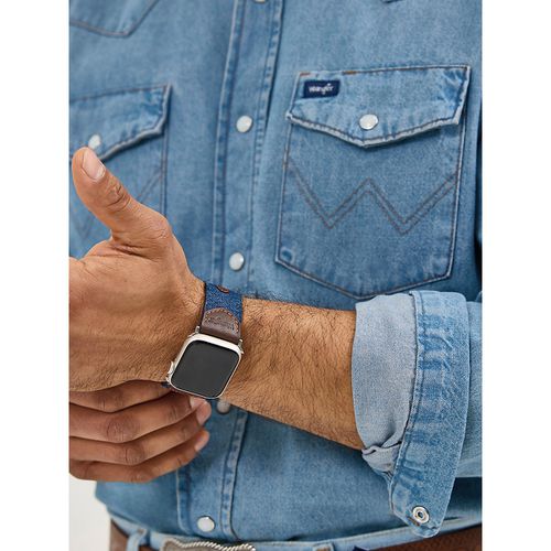 Denim Leather Universal Watchband in Denim