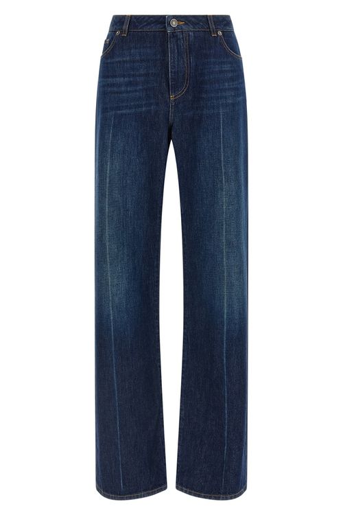 Stretched Pleated Trompe L'oeil Jeans