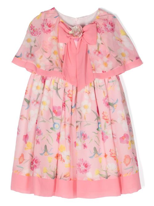 Bow-detailed floral-pattern dress - Pink