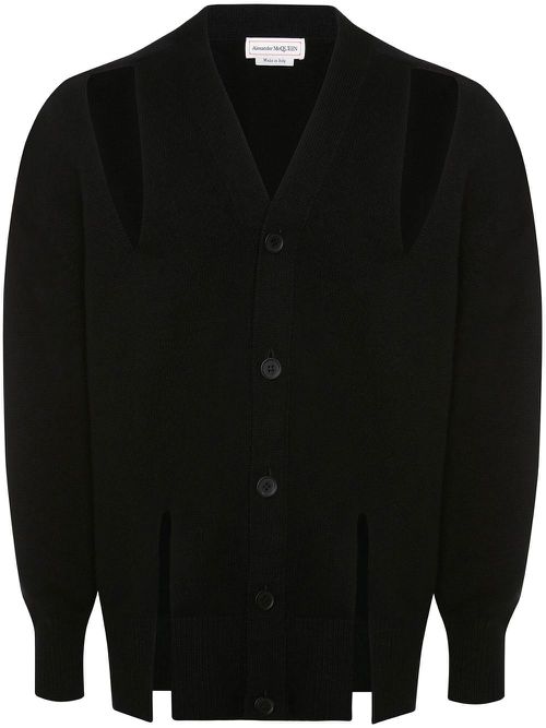 Cut-out V-neck cardigan - Black