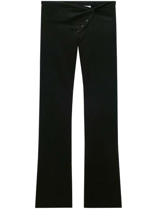 Twist-front bootcut wool trousers - Black