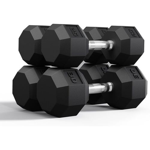Garvee 110 LB PVC Encased HEX Dumbbell Set, Strength Training Weights, Black, 25-100 Lb
