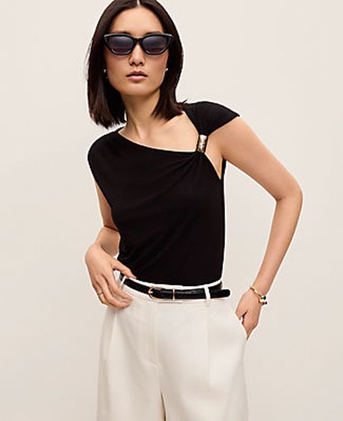 Ann Taylor Petite Asymmetric Draped Top