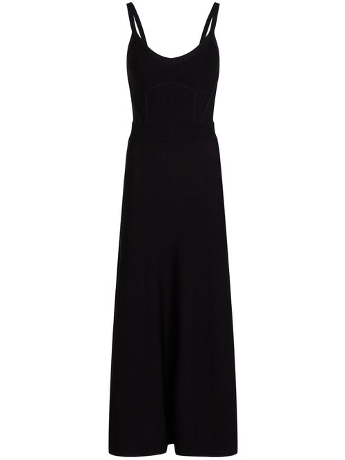 Strappy knitted midi dress - Black