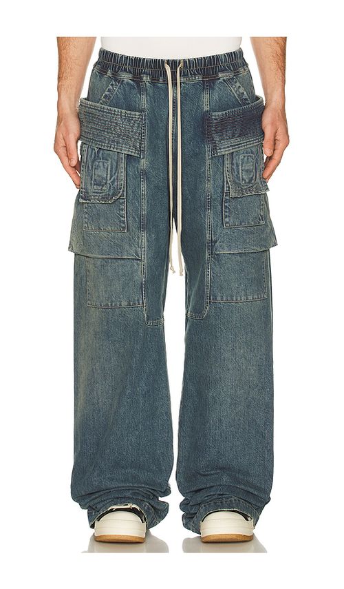 DRKSHDW by Rick Owens Creatch Wide Cargo Drawstring in Blue. - L also in M, XL/1X