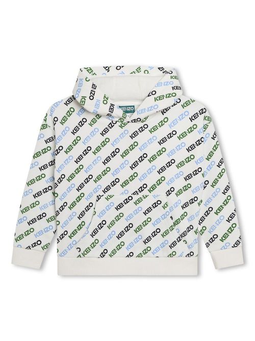 Logo-print cotton hoodie - White