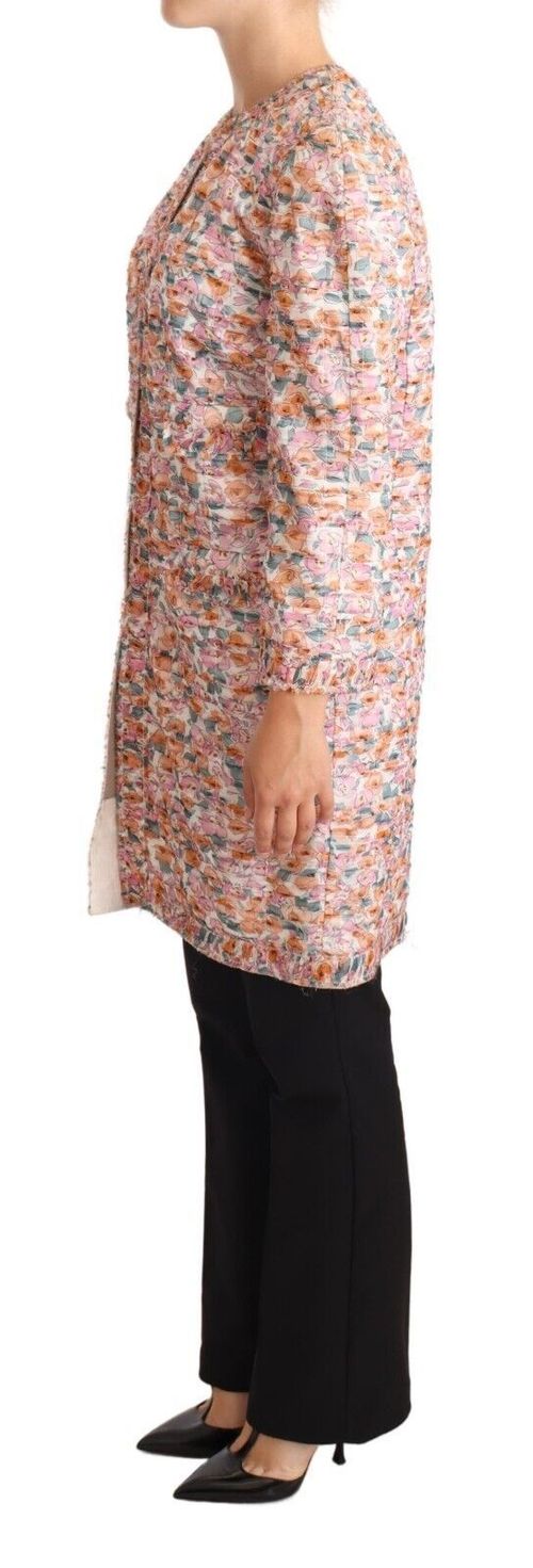 Floral Print Silk Trench Coat — Multicolor