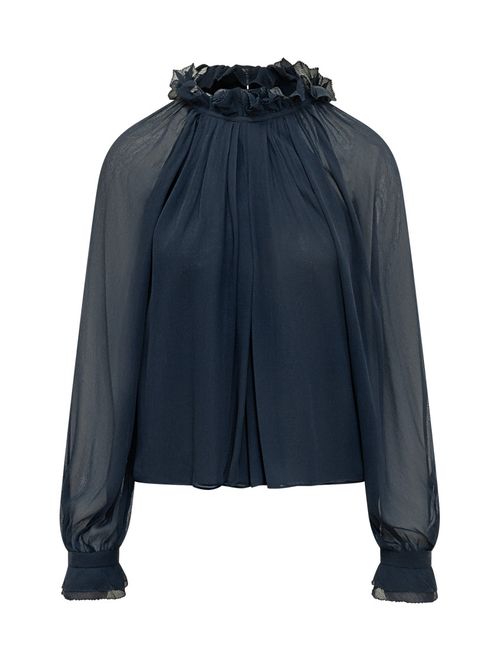 Blue Mock Collar Top