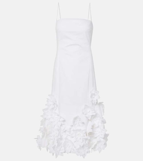 Bella floral-appliqué cotton midi dress