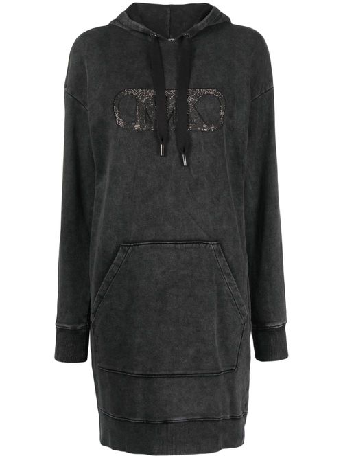 Logo-embellished distressed sweatshirt dress - Black