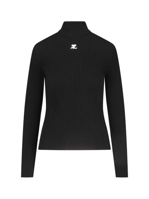 Courrèges Logo Knit Turtle-Neck Sweater