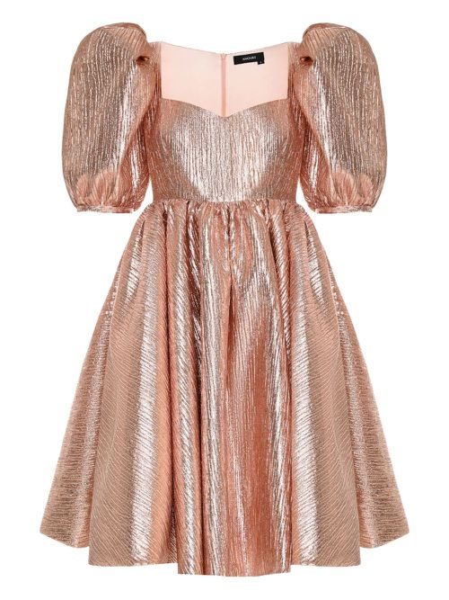 Puff-sleeve midi dress - Pink