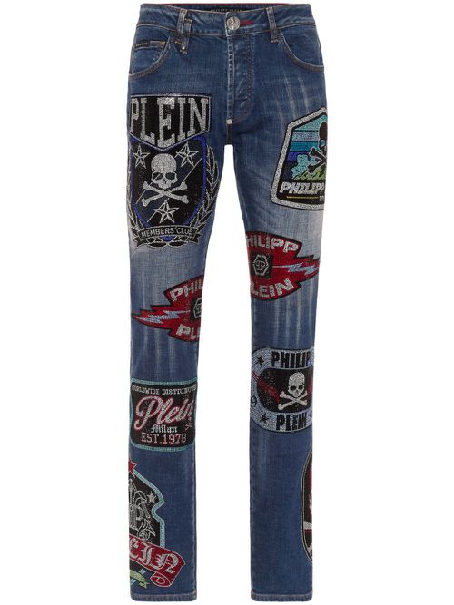 Patches Strass super-straight jeans - Blue