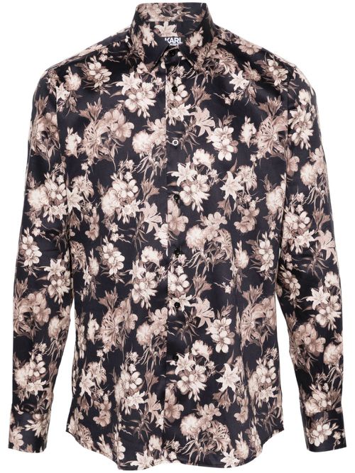 Floral-print shirt - Black