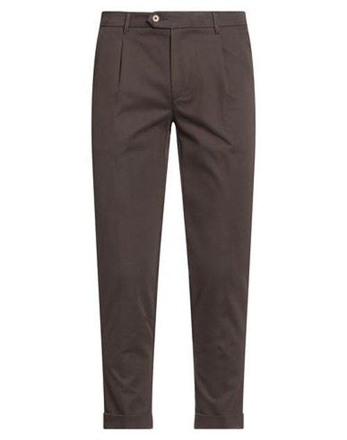 Man Pants Dark brown Size 42 Cotton, Elastane