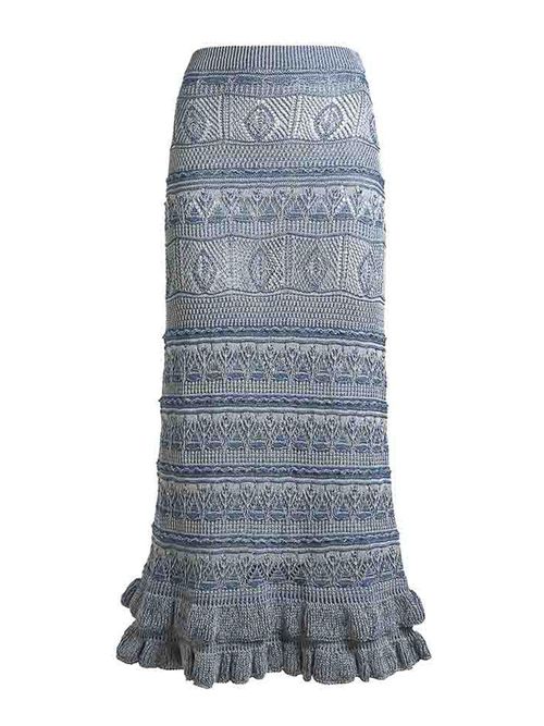 Women`S Maxi Knit Skirt With Ruffles
